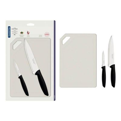Conjunto Para Carnes E Legumes Tramontina Plenus 3 Peças Preto