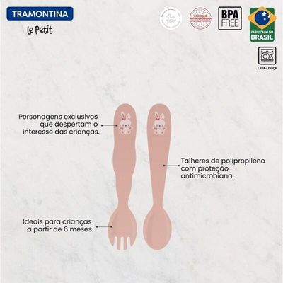 Jogo De Talheres Infantil Tramontina Le Petit 2 Peças Rosa