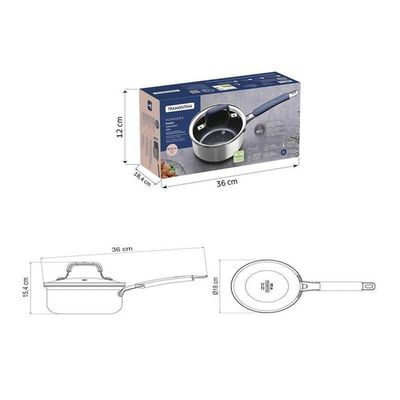 Panela Tramontina Romagna Aço Inox E Alumínio 16cm Com Revestimento Cerâmico Black Stone
