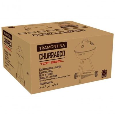Churrasqueira A Carvão Tramontina Tcp-560l Aço Esmaltado Com Grelha E Utensílios
