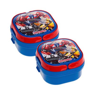 Kit 2 Marmitas 2 Compartimentos Com Alça Transformers Decorado Transformers