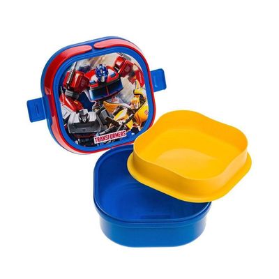 Marmita Com 2 Compartimentos, Trava E Alças 660ml Infantil Decorado Transformers