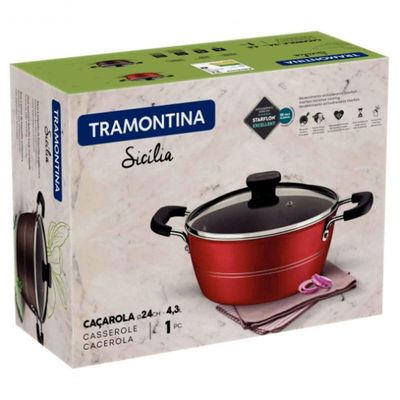Caçarola Tramontina Sicília Antiaderente Vermelho 24cm