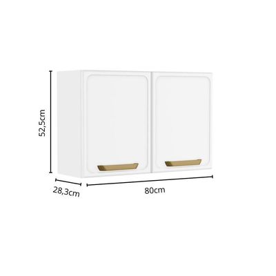 Armário Aéreo Alto De Aço 2 Portas Branco Bella Bertolini Branco
