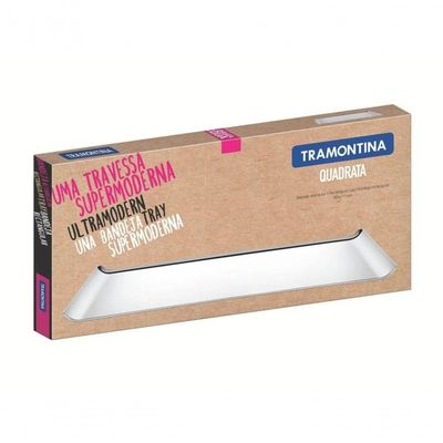 Bandeja Retangular Tramontina Quadrata Em Aço Inox 38x17cm