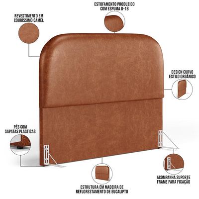 Cabeceira Cama Box Queen 160cm Orgânica Lanna W01 Couríssimo Camel - Lyam Decor
