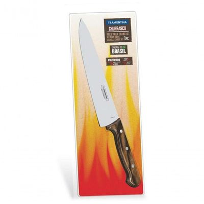 Faca De Carne Tramontina 10 Aço Inox E Cabo Polywood Castanho