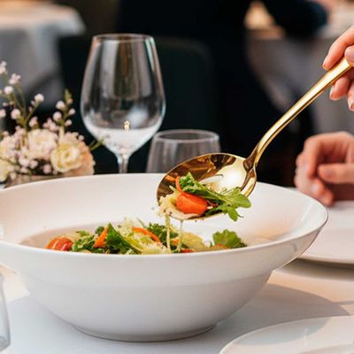 Colher Vazada Dourada Aço Inox Servir Saladas Legumes