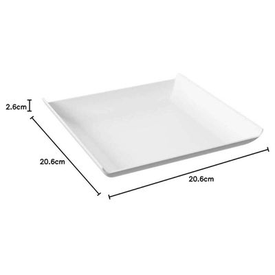 12 Pratos Quadrados Brancos Grandes Plástico 21cm Lanchonete Padaria Cozy Coza