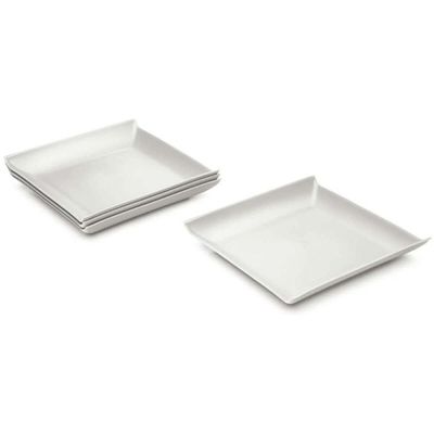 12 Pratos Quadrados Brancos Grandes Plástico 21cm Lanchonete Padaria Cozy Coza