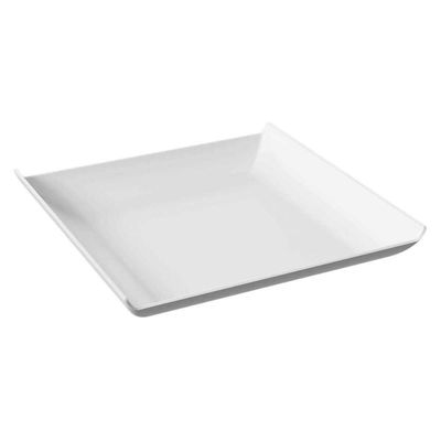 12 Pratos Quadrados Brancos Grandes Plástico 21cm Lanchonete Padaria Cozy Coza