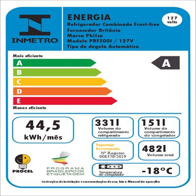 Geladeira 482L Philco Frost Free Inverse Plus PFR500I 127V