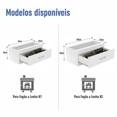 Armário Caixa De Lenha Embutida Fogão N2 82cm Com Gaveta Branca