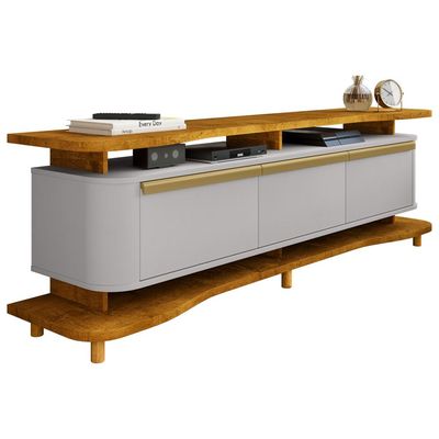 Rack Para Sala de Estar TV 75 Pol Orgânico Maui B02 Naturalle Off White - Lyam Decor