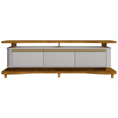 Rack Para Sala de Estar TV 75 Pol Orgânico Maui B02 Naturalle Off White - Lyam Decor