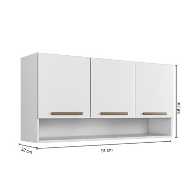 Armário Aéreo New 3 Portas Arte Móveis Branco