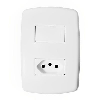 Interruptor Simples + 1 Tomada Unidade 2p+t 10a Com Placa - Dc-8100-15 - Dicompel