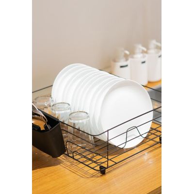 Escorredor de Louça 10 Pratos com Porta Talheres Preto