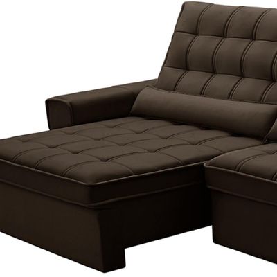 Sofá Retrátil Reclinável Para Sala 4 Lugares 290cm Nebrasca F04 Veludo Marrom Escuro - Lyam Decor