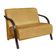 Poltrona Namoradeira Suede Braço Madeira Tecido Amarelo