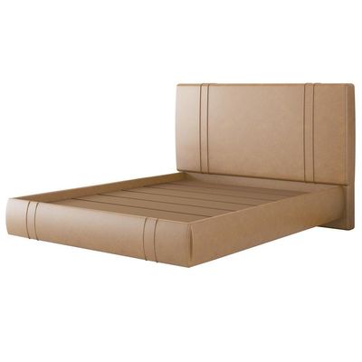 Cama Queen Flutuante Com Cabeceira 160cm Astra S04 Couríssimo Bege - Lyam Decor