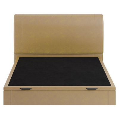 Cama Queen Baú Flutuante Com Cabeceira 160cm Spazio S04 Couríssimo Bege - Lyam Decor