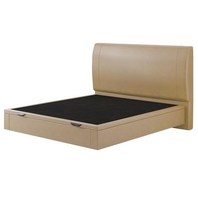 Cama Queen Baú Flutuante Com Cabeceira 160cm Spazio S04 Couríssimo Bege - Lyam Decor