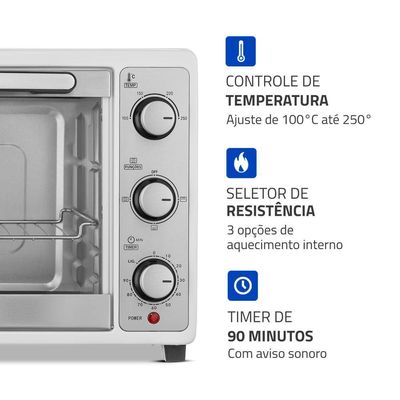 Forno Elétrico 52L Grand Family II Mondial Branco/Inox 1800w FRN-52-W 220V