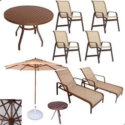 Kit Completo De Móveis Para Piscina Modelo Lótus Marrom Capuccino