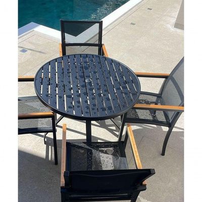 Mesa 90cm Sevilla Ripada Alumínio área Externa Interna Jardim Preto