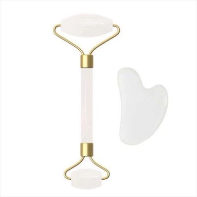Kit Rolo Facial E Massageador Pedra De Jade