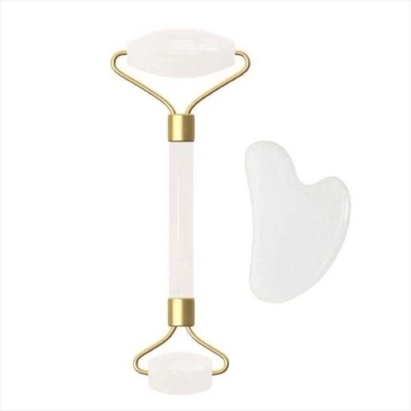 Kit Rolo Facial E Massageador Pedra De Jade