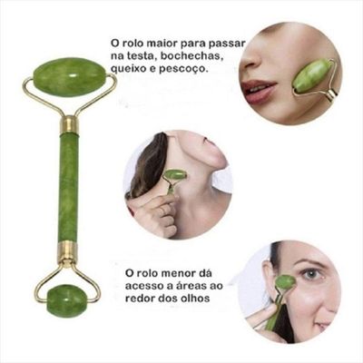 Kit Rolo Facial E Massageador Pedra De Jade