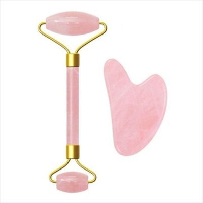 Kit Rolo Facial E Massageador Pedra De Jade
