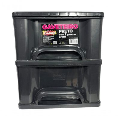 Gaveteiro Organizador 2 Gav Plasnew Resistente 1705 Preto