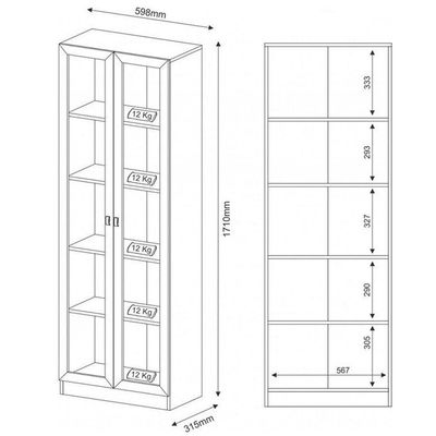 Armário Portas de Vidro para Escritório Nogal Tecno Mobili