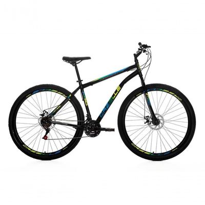 Bicicleta Cazelle Roma A.29 Disco 21V Preto com Azul-amarelo