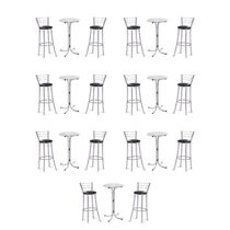 Kit 7 Bistros Com 7 Banquetas Cromadas