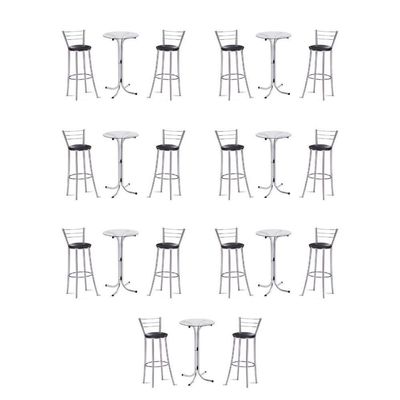Kit 7 Bistros Com 7 Banquetas Cromadas