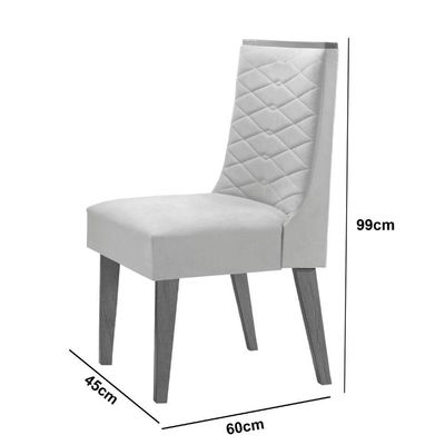 Mesa Evora 90 Mdf Canto Copo E Com 4 Cadeiras Safira Veludo Marrom Naturalle