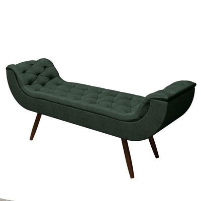 Recamier Puff Estofado Queen 160 Cm Drusa Veludo Verde