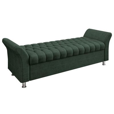Recamier Puff Estofado Casal 140 Cm ágata Veludo Verde
