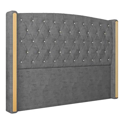 Cabeceira Estofada Queen 160 Cm Zirconio Veludo Cinza