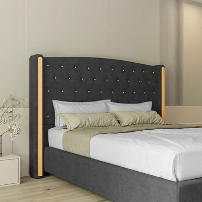 Cabeceira Estofada Queen 160 Cm Zirconio Veludo Preto