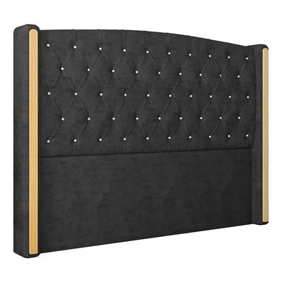 Cabeceira Estofada Queen 160 Cm Zirconio Veludo Preto