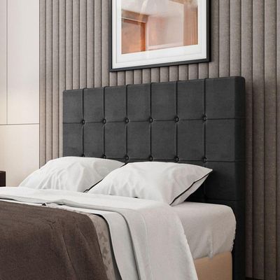Cabeceira Estofada King 195 Cm Turmalina Veludo Preto