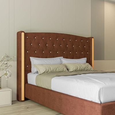 Cabeceira Estofada Casal 140 Cm Zirconio Veludo Terracota