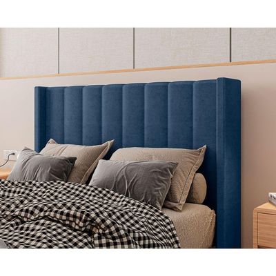 Cabeceira Estofada Casal 140 Cm Turquesa Veludo Azul Marinho