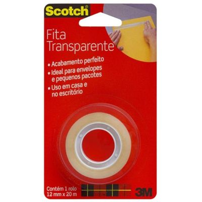 Fita Adesiva Transparente 12mmx20m Scotch - Hb004570626 - 3m
