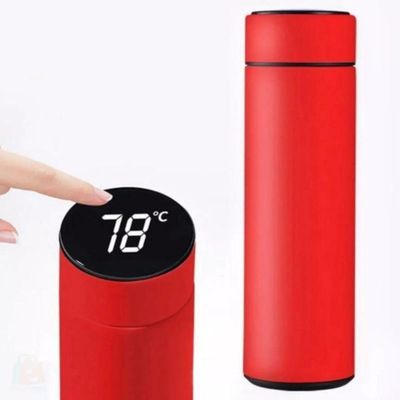 Garrafa Térmica Café, água Com Sensor De Temperatura Em Led 480ml Vermelha